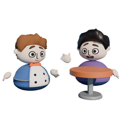 A chef is standing next to a customer.